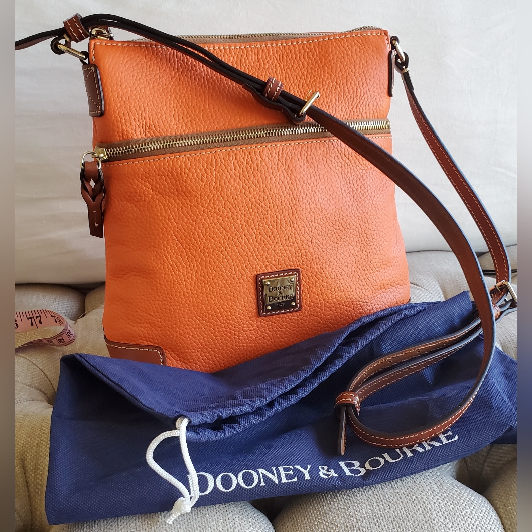 Dooney & Bourke Pebble Grain Leather Crossbody Coral Orange Nwot *Certification